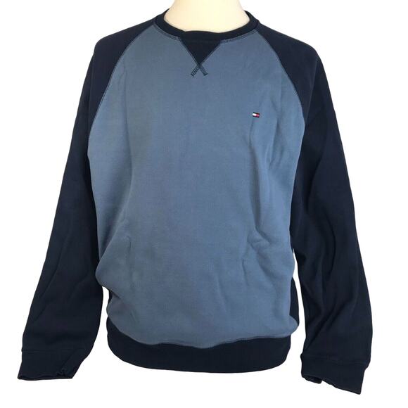 Tommy Hilfiger Crew Neck Sweatshirt Pullover Men's Size XL Logo Two Tone - Picture 1 of 6